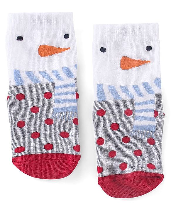 Cutewalk By Babyhug Anti Bacterial Ankle Length Socks Teddy Design Pack Of 3 - Multicolour