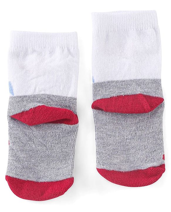 Cutewalk By Babyhug Anti Bacterial Ankle Length Socks Teddy Design Pack Of 3 - Multicolour