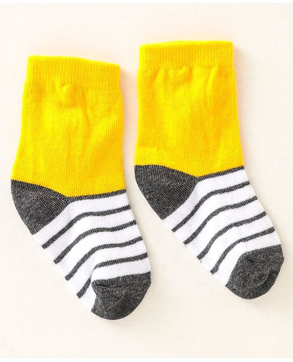 Cute Walk by Babyhug Anti Bacterial Ankle Length Non Terry Socks Strips Pack of 7  - Red Blue & White