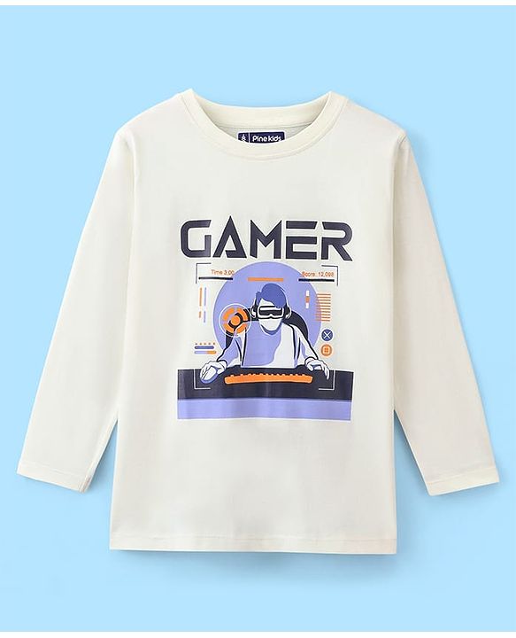Pine Kids Cotton T-Shirt Gamer Print - Aspen Gold
