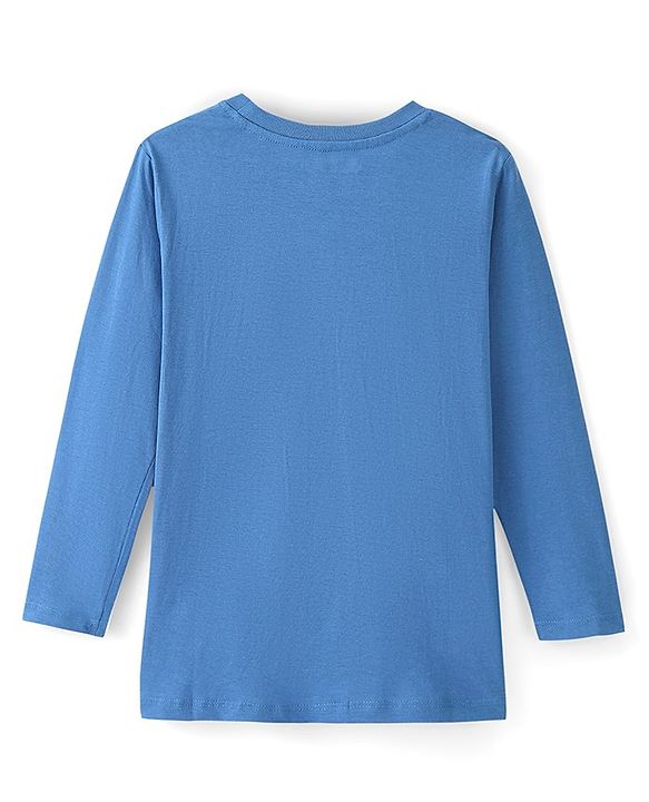 Pine Kids 100% Cotton Knit Full Sleeves Bio Washed T-Shirt Skyscrapers Print -  Blue Aster
