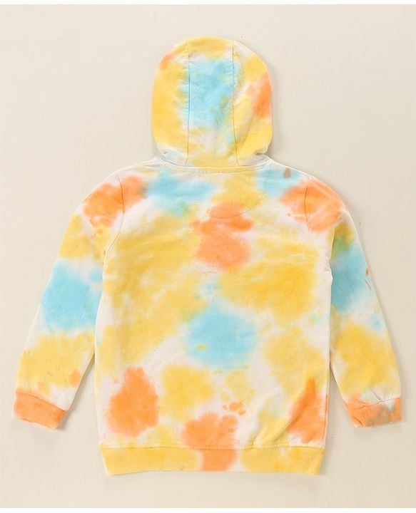 Babyhug 100% Cotton Full Sleeves Hooded T-Shirt & Lounge Pant Set Abstract Print- Blue Yellow & Orange