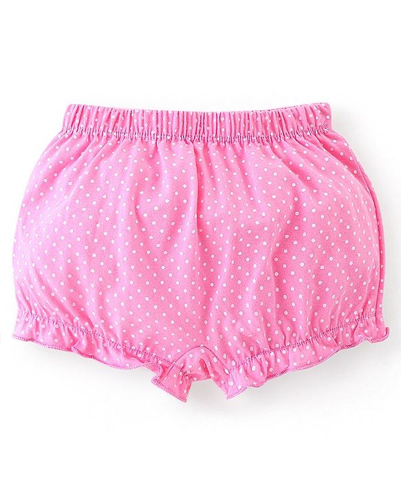Babyhug 100% Cotton Bloomer Hippo Print Pack of 3 - Pink Blue & Yellow