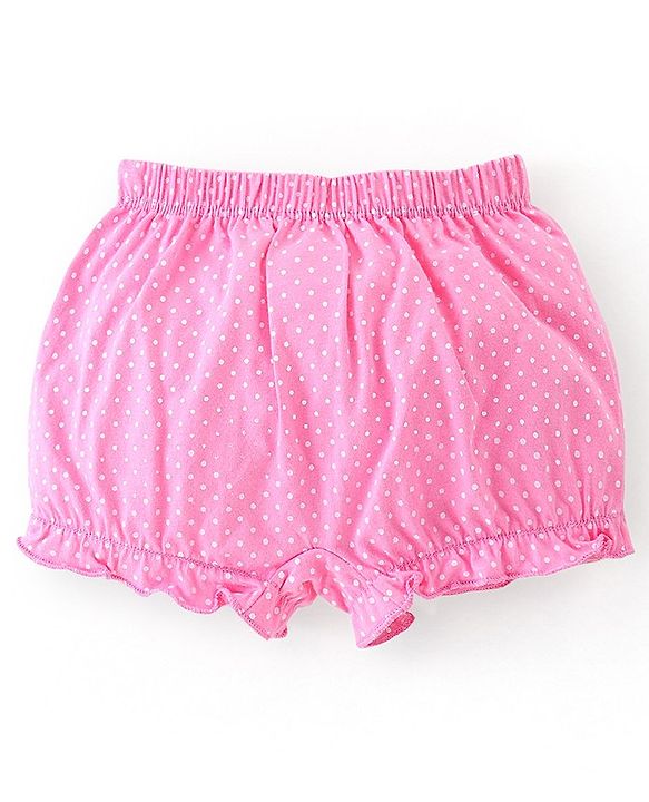 Babyhug 100% Cotton Bloomer Hippo Print Pack of 3 - Pink Blue & Yellow