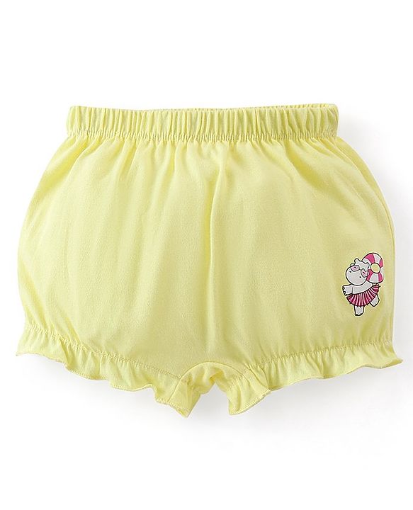 Babyhug 100% Cotton Bloomer Hippo Print Pack of 3 - Pink Blue & Yellow