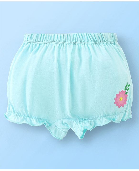 Babyhug Single Jersey Striped & Floral Printed Bloomer Pack of 3 - Blue & Pink