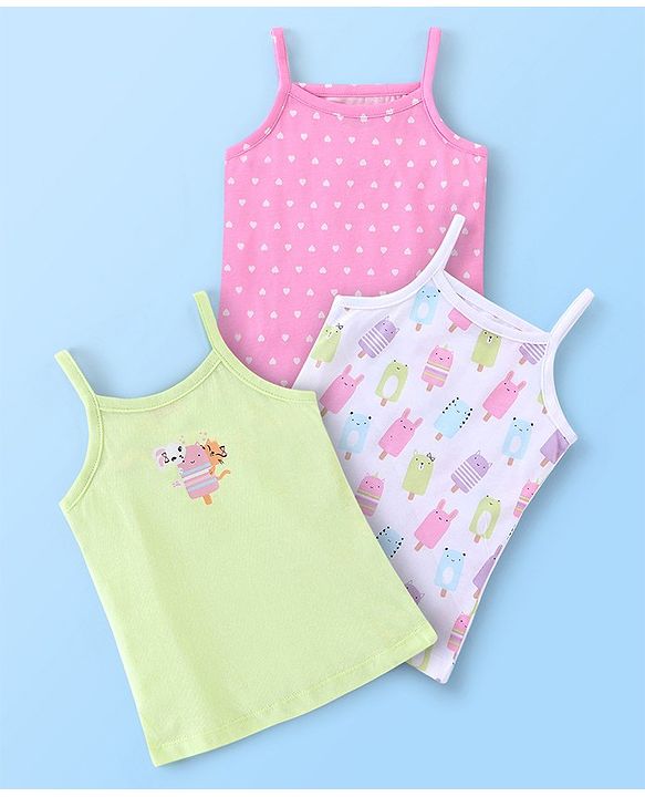 Babyhug 100% Cotton Slips Heart Print Pack of 3 - Multicolour