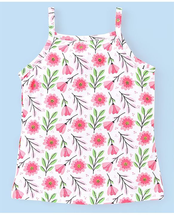 Babyhug 100% Cotton Sleeveless Slips Pack Of 3 - Pink White & Blue