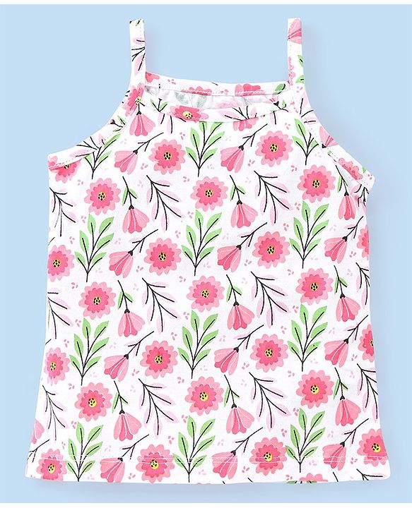 Babyhug 100% Cotton Sleeveless Slips Pack Of 3 - Pink White & Blue