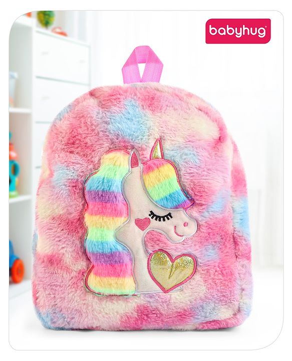Babyhug Unicorn Soft Fur Bag Height 12.9 Inch (Colour May Vary)