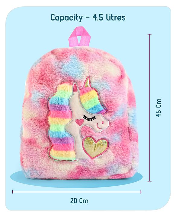 Babyhug Unicorn Soft Fur Bag Height 12.9 Inch (Colour May Vary)