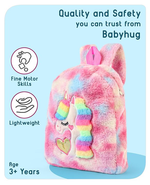 Babyhug Unicorn Soft Fur Bag Height 12.9 Inch (Colour May Vary)