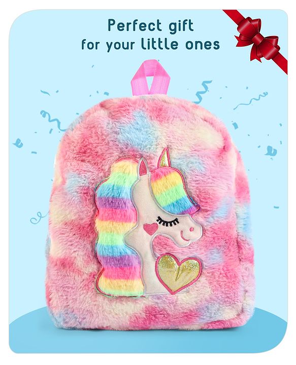 Babyhug Unicorn Soft Fur Bag Height 12.9 Inch (Colour May Vary)