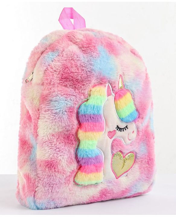 Babyhug Unicorn Soft Fur Bag Height 12.9 Inch (Colour May Vary)