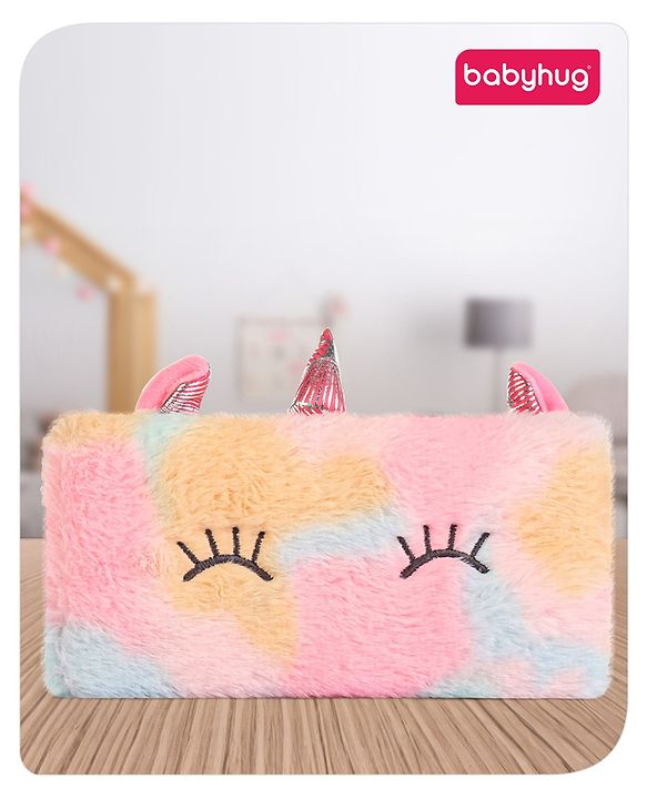 Babyhug Unicorn Applique Fur Pencil Pouch  (Colour & Print May Vary)