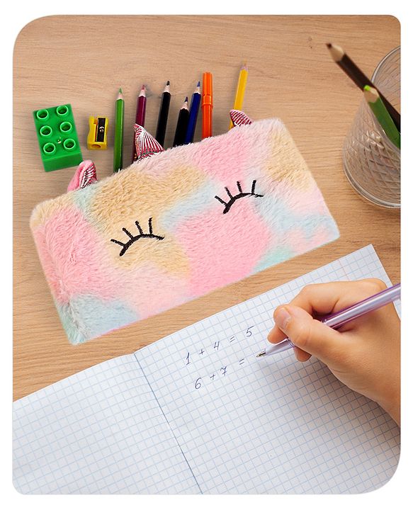 Babyhug Unicorn Applique Fur Pencil Pouch  (Colour & Print May Vary)