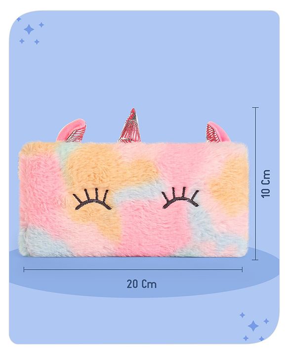 Babyhug Unicorn Applique Fur Pencil Pouch  (Colour & Print May Vary)