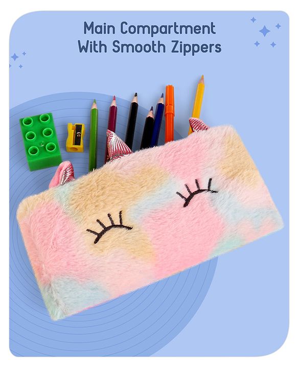 Babyhug Unicorn Applique Fur Pencil Pouch  (Colour & Print May Vary)