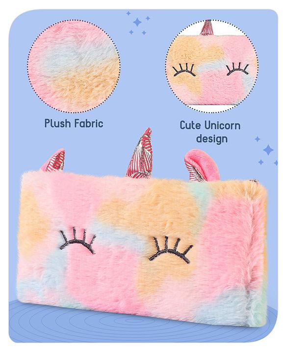 Babyhug Unicorn Applique Fur Pencil Pouch  (Colour & Print May Vary)