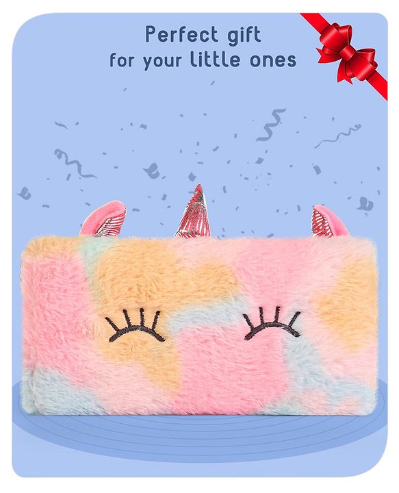 Babyhug Unicorn Applique Fur Pencil Pouch  (Colour & Print May Vary)