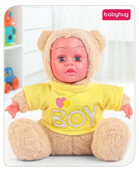 Babyhug Sitting Doll with T-Shirt Yellow - Height 22.5 cm