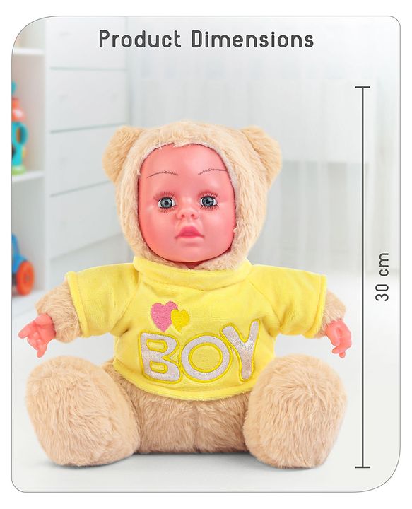 Babyhug Sitting Doll with T-Shirt Yellow - Height 22.5 cm