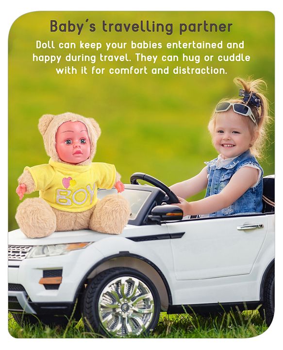 Babyhug Sitting Doll with T-Shirt Yellow - Height 22.5 cm
