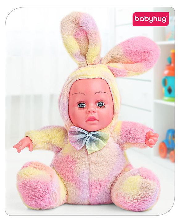 Babyhug Cute Kitten Ear Doll Pink & Yellow - Height 23.5 cm