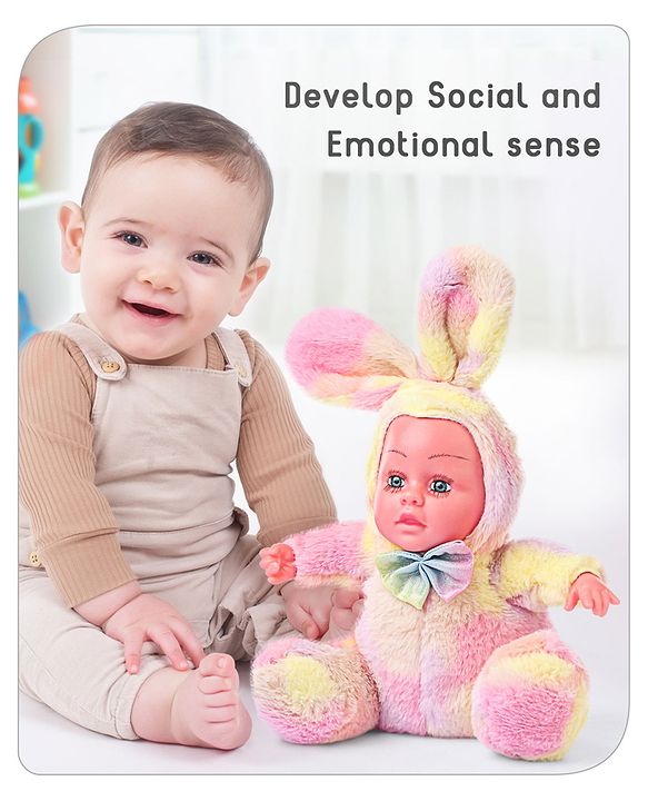 Babyhug Cute Kitten Ear Doll Pink & Yellow - Height 23.5 cm