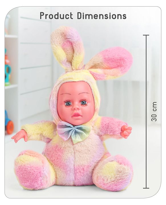 Babyhug Cute Kitten Ear Doll Pink & Yellow - Height 23.5 cm