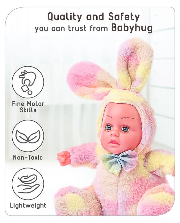 Babyhug Cute Kitten Ear Doll Pink & Yellow - Height 23.5 cm