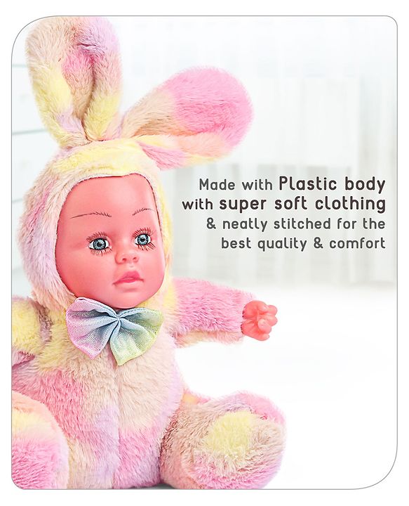 Babyhug Cute Kitten Ear Doll Pink & Yellow - Height 23.5 cm