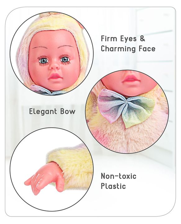 Babyhug Cute Kitten Ear Doll Pink & Yellow - Height 23.5 cm