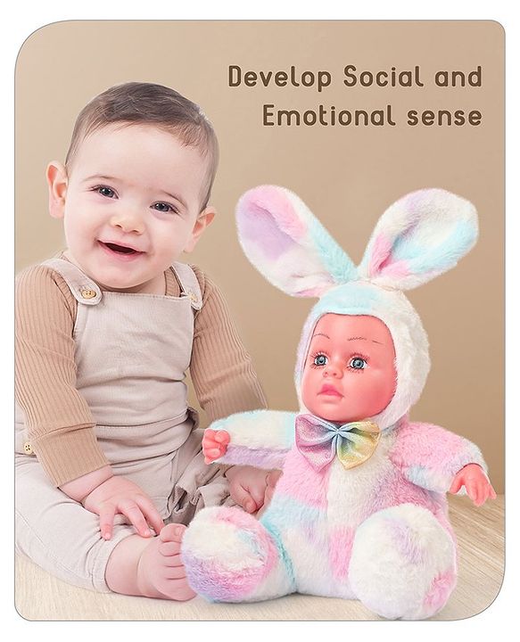 Babyhug Cute Kitten Ear Doll Pink & Yellow - Height 23.5 cm