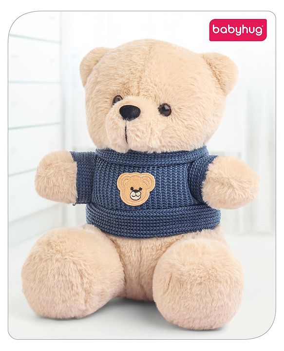 Babyhug Teddy Bear Soft Toy in Woollen T-Shirt Height 24 cm (Design May Vary)