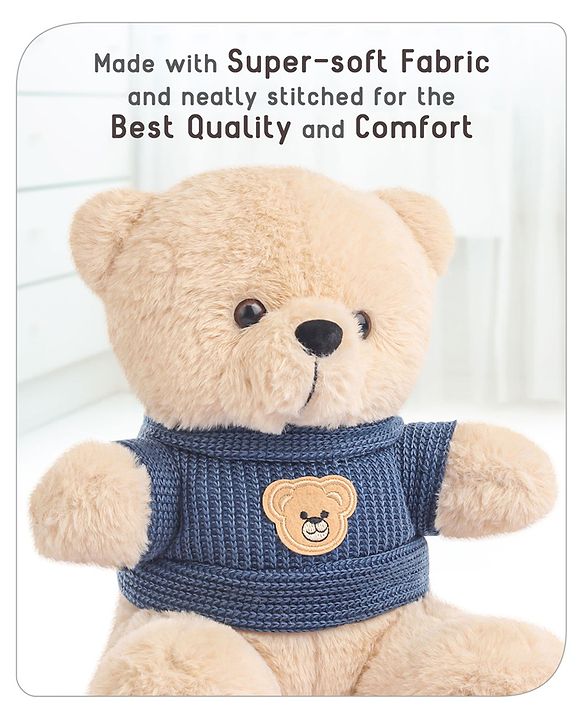 Babyhug Teddy Bear Soft Toy in Woollen T-Shirt Height 24 cm (Design May Vary)