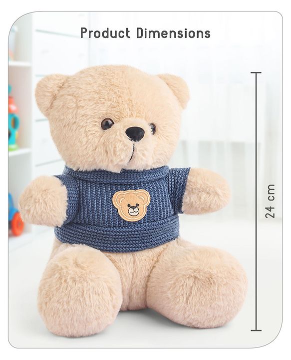 Babyhug Teddy Bear Soft Toy in Woollen T-Shirt Height 24 cm (Design May Vary)