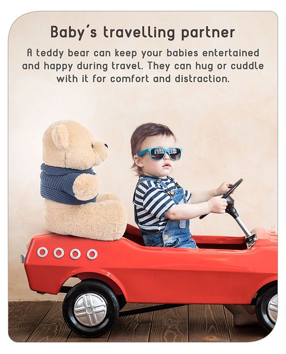 Babyhug Teddy Bear Soft Toy in Woollen T-Shirt Height 24 cm (Design May Vary)