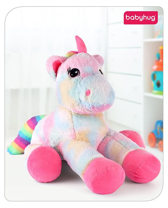 Babyhug Laying Unicorn Rainbow Pink - Height 33 cm