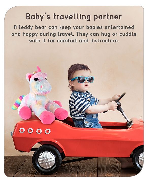 Babyhug Laying Unicorn Rainbow Pink - Height 33 cm