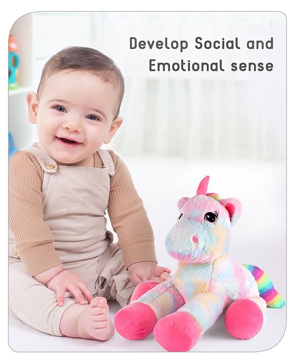 Babyhug Laying Unicorn Rainbow Pink - Height 33 cm
