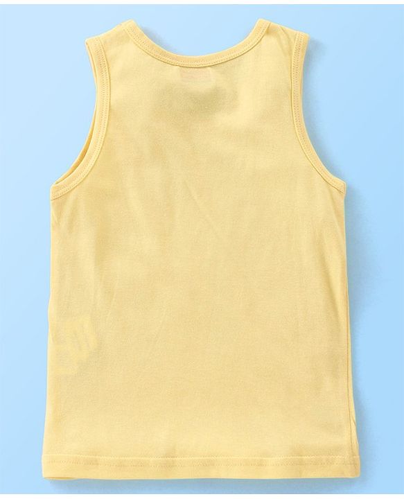 Babyhug 100% Cotton Sleeveless Sando Striped & Dino Print Pack of 3 - Yellow White & Green