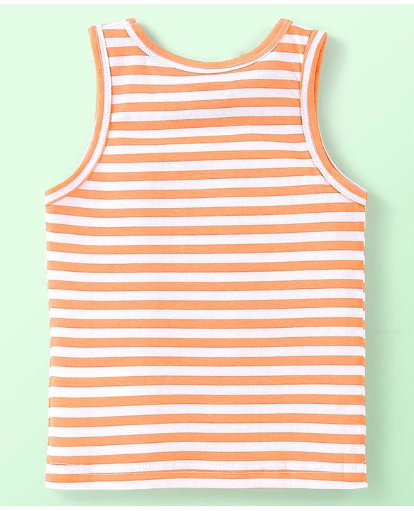 Babyhug 100% Cotton Knit Sleeveless Striped & Fish Printed Sando Pack of 3 - Multicolour
