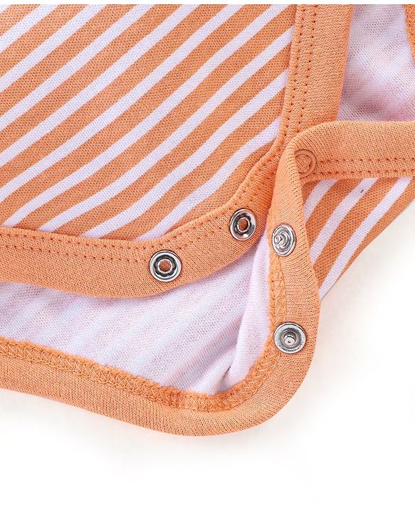Babyhug 100% Cotton Knit Half Sleeves Onesies Pack of 3 Teddy Print - Orange Blue & Yellow