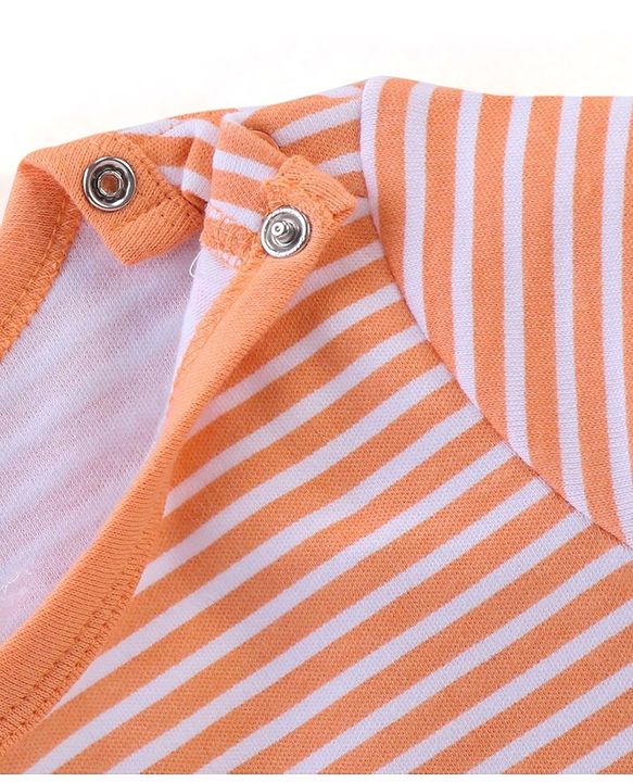 Babyhug 100% Cotton Knit Half Sleeves Onesies Pack of 3 Teddy Print - Orange Blue & Yellow