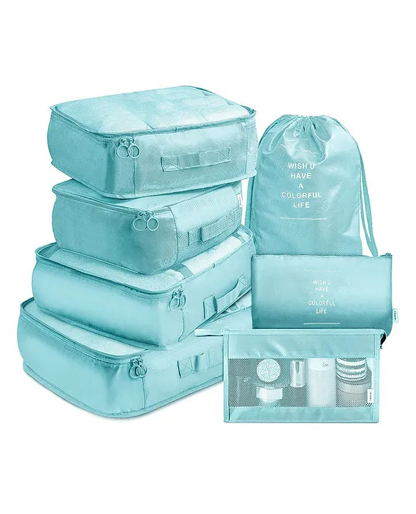 House of Quirk 7pcs Set Travel Organizer Packing Cubes Lightweight Travel  Luggage Organizers with Laundry Bag or Toiletry Bag Light Blue Online in  India, Buy at Best Price from  - 14077008