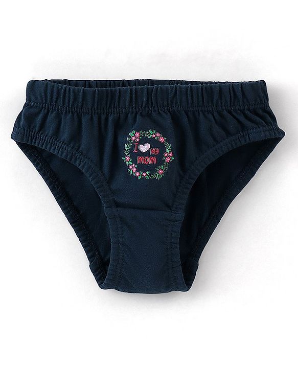 Babyhug 100% Cotton Panties Floral Print Pack of 3 - Pink Turquoise & Navy