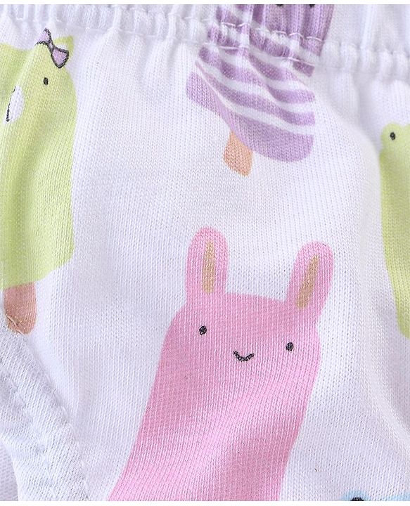 Babyhug 100% Cotton Panties Heart & Popsicle Print Pack of 3- Pink Green & White
