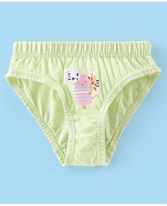 Babyhug 100% Cotton Panties Heart & Popsicle Print Pack of 3- Pink Green & White