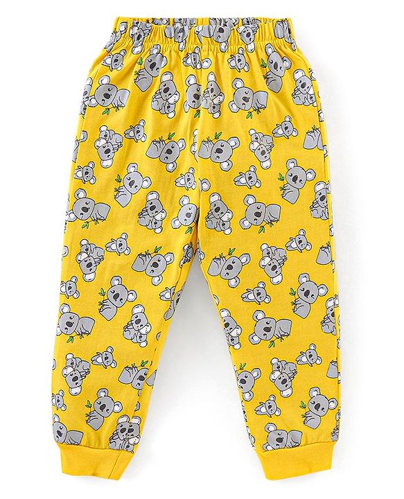 Babyhug Cotton Knit Full Sleeves Night Suit Koala Print - Yellow